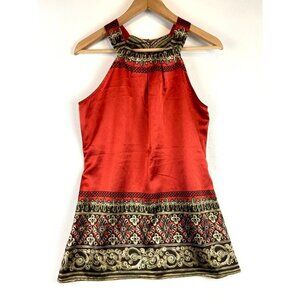 Como Black Women's Boho Halter Orange Tank Top Size Small